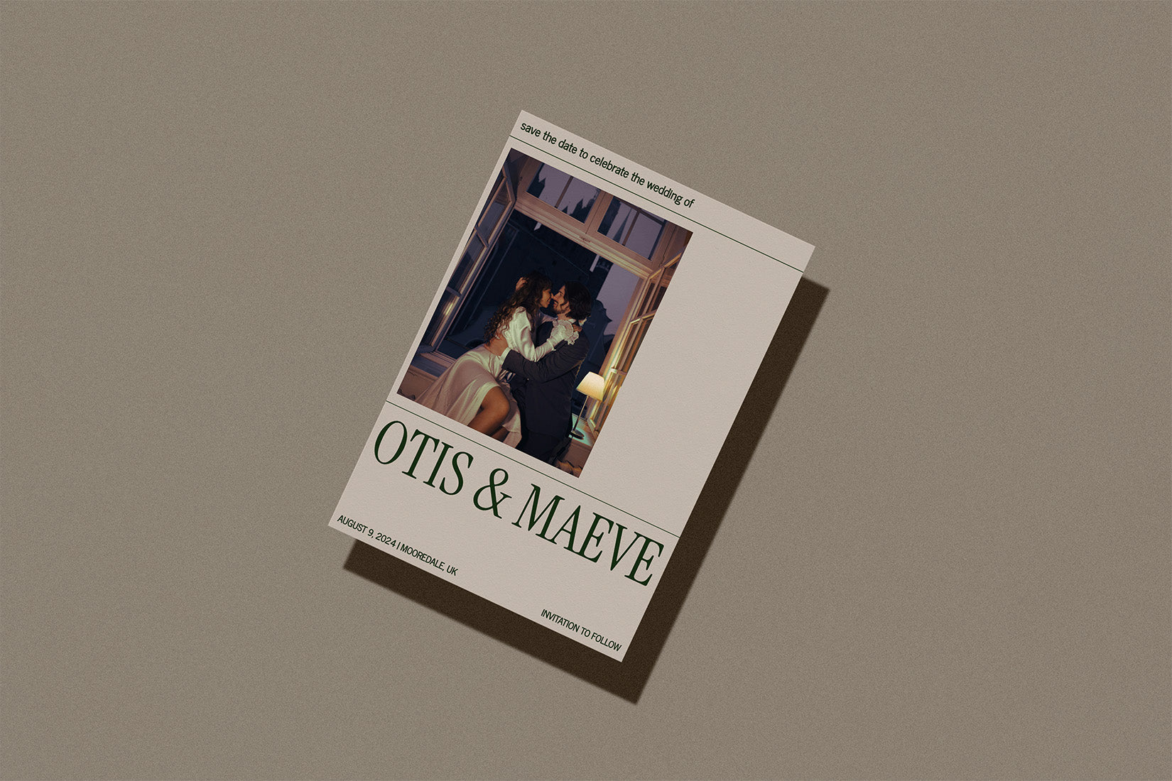 Image of the save the date design from the Vintage Academia stationery collection