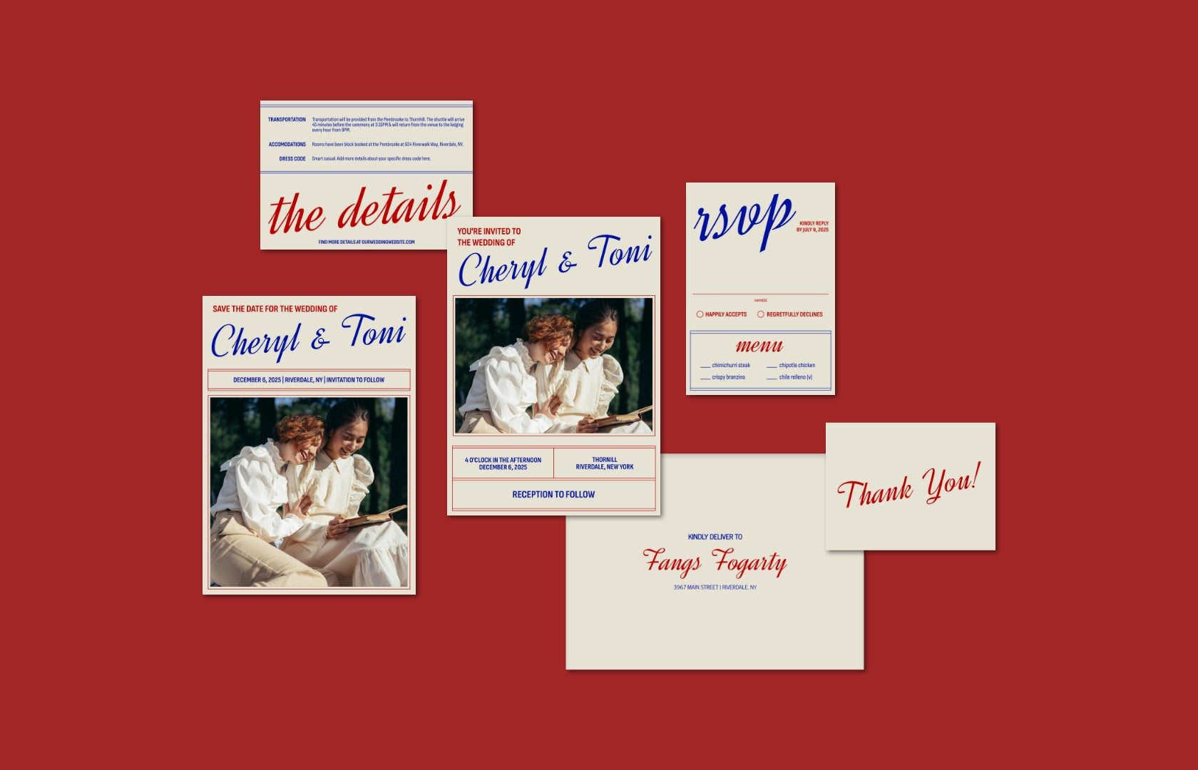 BUNDLE: Retro Cafe Wedding Stationery Templates